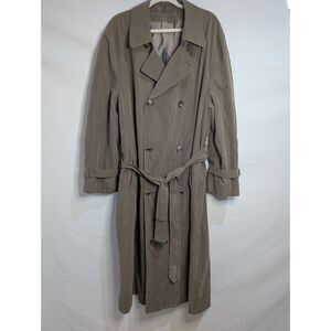 Brooks Brothers Vintage Mens Double Breast‎ Belted Trench Coat Olive Rain Jacket